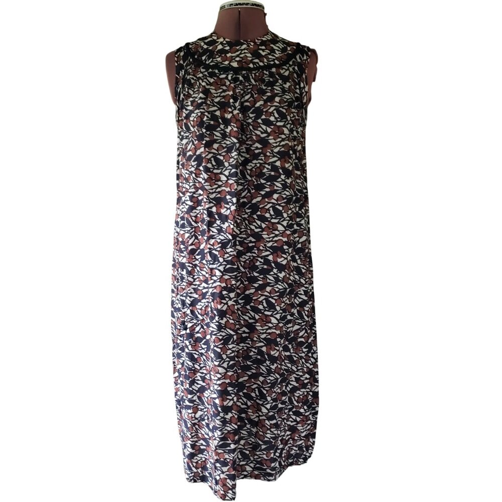 Vintage 60s House Dress Shift MuuMuu Small Brown Black